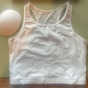 MESHED UP CROPPED SPORTS BRA - White Medium